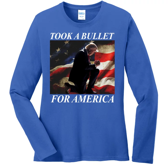 Took A Bullet For America Donald Trump Usa Ladies Long Sleeve Shirt