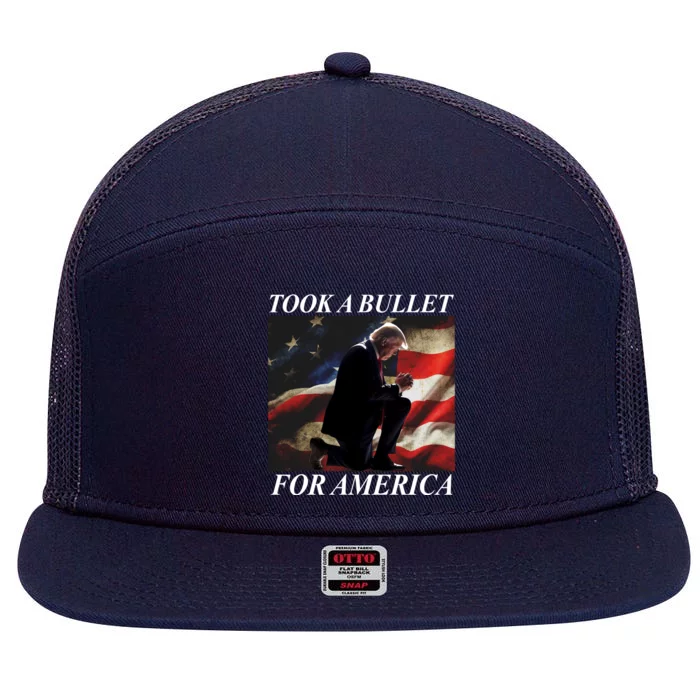 Took A Bullet For America Donald Trump Usa 7 Panel Mesh Trucker Snapback Hat