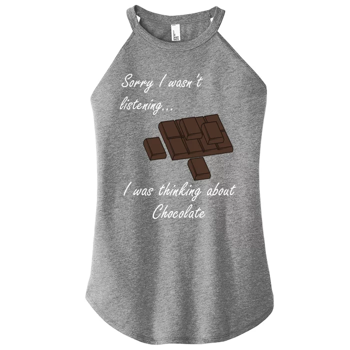 Thinking About Chocolate Eating Dark Chocolate Gift Women’s Perfect Tri Rocker Tank