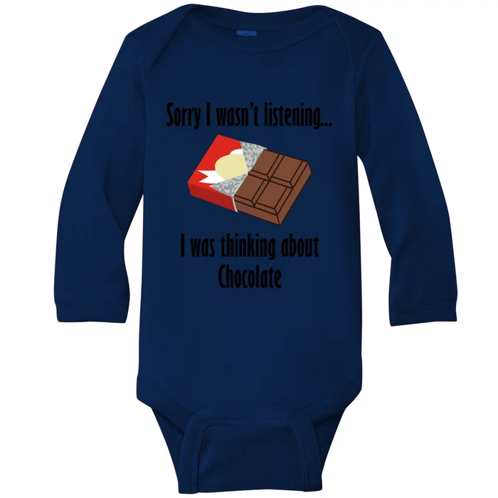 Thinking About Chocolate Eating Tasty Chocolate Gift Baby Long Sleeve Bodysuit