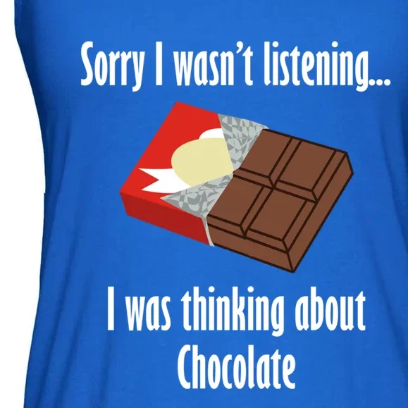 Thinking About Chocolate Funny Saying Dark Chocolate Gift Ladies Essential Flowy Tank