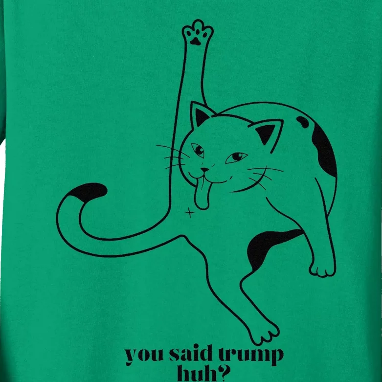 Trump And Cats So You Said Trump Cat Licking Kids Long Sleeve Shirt