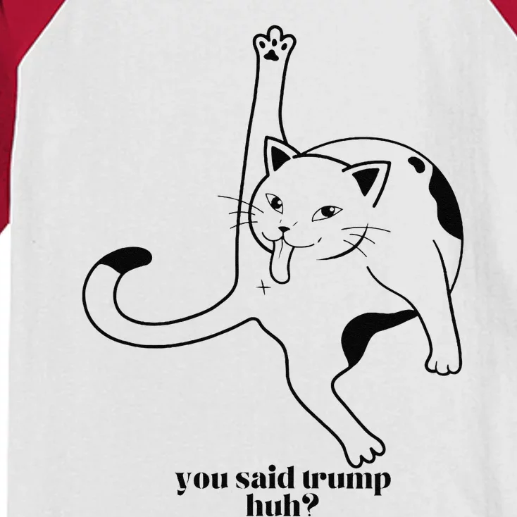 Trump And Cats So You Said Trump Cat Licking Kids Colorblock Raglan Jersey