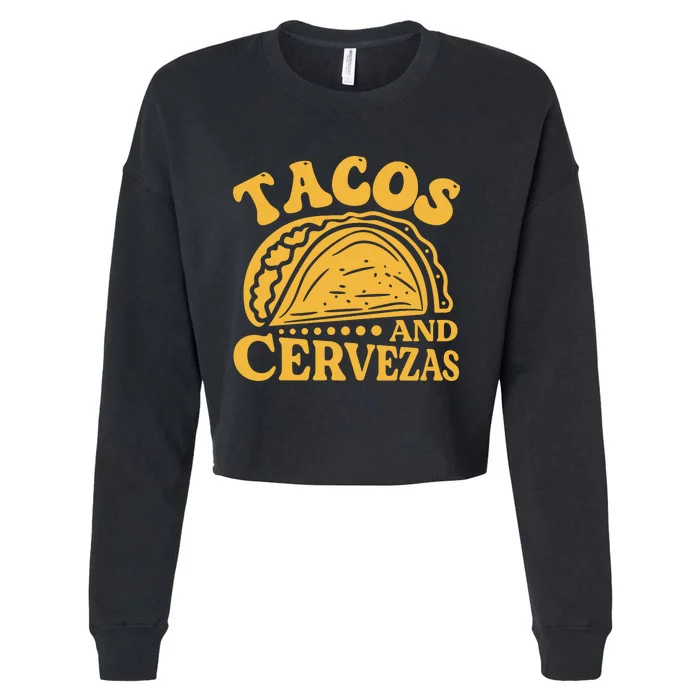 Tacos And Cervezas Graphic Cropped Pullover Crew