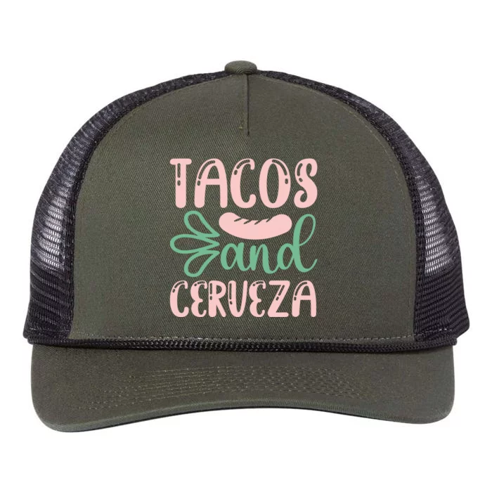 Tacos And Cerveza Cinco De Mayo Celebration Retro Rope Trucker Hat Cap