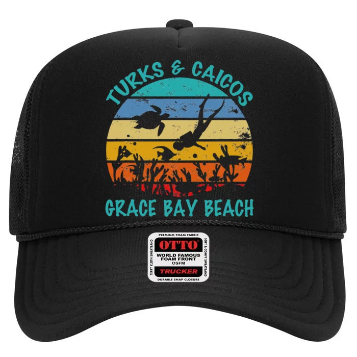 Turks And Caicos Islands West Indies Grace Bay Beach Gifts High Crown Mesh Trucker Hat