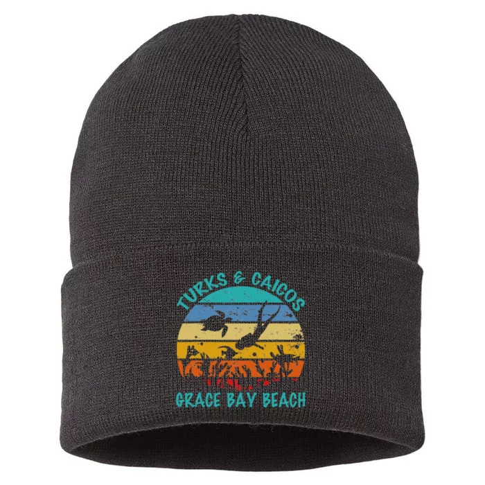 Turks And Caicos Islands West Indies Grace Bay Beach Gifts Sustainable Knit Beanie