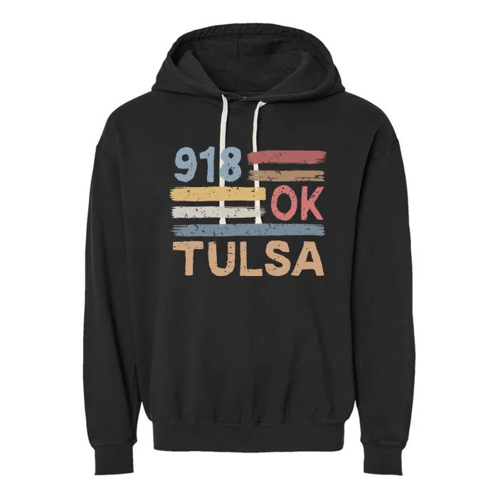 Tulsa Area Code 918 Residents State Oklahoma Garment-Dyed Fleece Hoodie