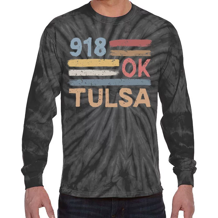 Tulsa Area Code 918 Residents State Oklahoma Tie-Dye Long Sleeve Shirt