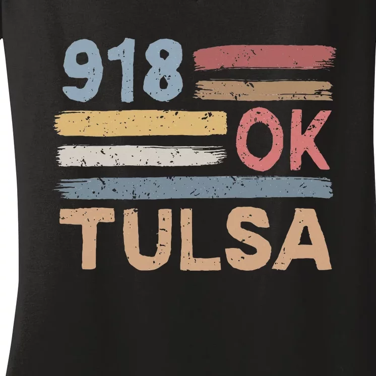 Tulsa Area Code 918 Residents State Oklahoma Women's V-Neck T-Shirt