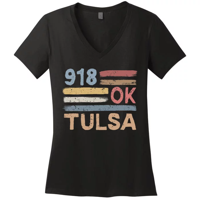 Tulsa Area Code 918 Residents State Oklahoma Women's V-Neck T-Shirt