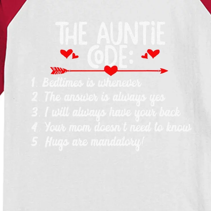 The Auntie Code Funny Aunt Birthday Gift Kids Colorblock Raglan Jersey