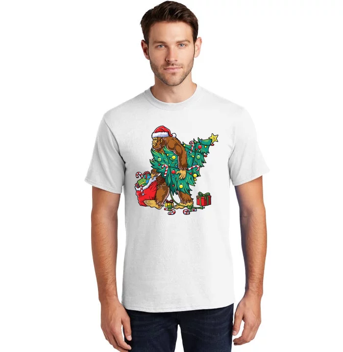 The Ape Carries Pine Trees And Christmas Presents To Deliver. Tall T-Shirt