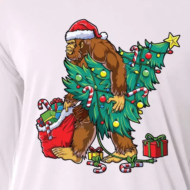 The Ape Carries Pine Trees And Christmas Presents To Deliver. Cooling Performance Long Sleeve Crew