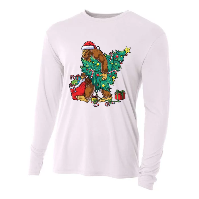 The Ape Carries Pine Trees And Christmas Presents To Deliver. Cooling Performance Long Sleeve Crew