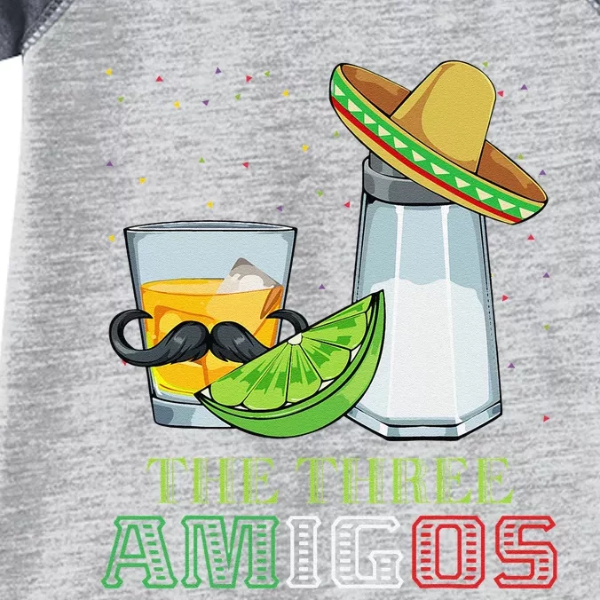 Three Amigos Cinco De Mayo Mexican Mexico Tequila Lime Salt Infant Baby Jersey Bodysuit