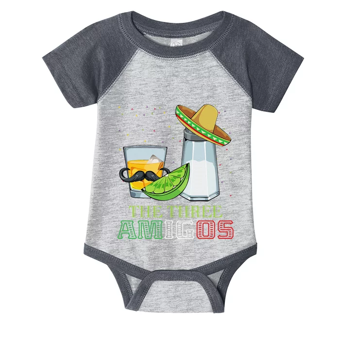 Three Amigos Cinco De Mayo Mexican Mexico Tequila Lime Salt Infant Baby Jersey Bodysuit