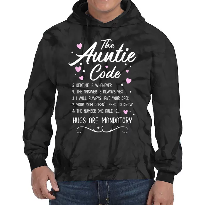 The Auntie Code Best Aunt Sister Niece Nephew Funny Tie Dye Hoodie