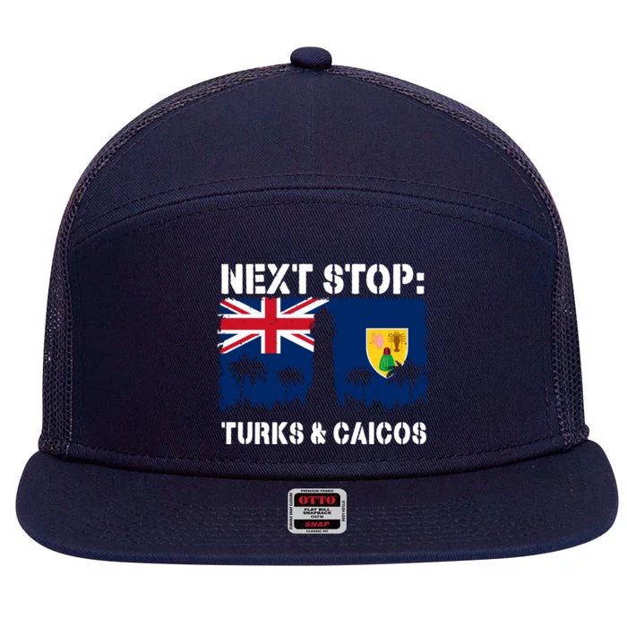 Turks And Caicos Summer Vacation Trip Next Stop Vacay Vibes Gift 7 Panel Mesh Trucker Snapback Hat