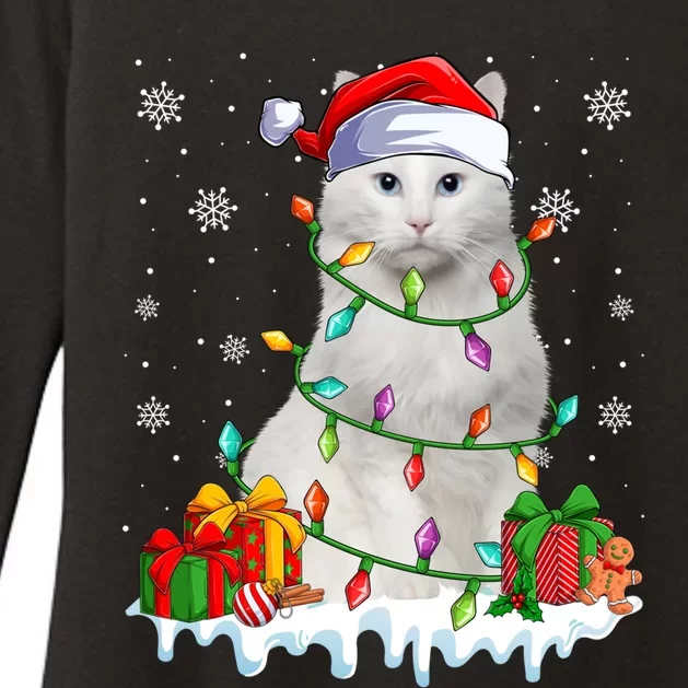 Turkish Angora Cat Xmas Light Christmas Kitten Lover Cool Gift Womens CVC Long Sleeve Shirt