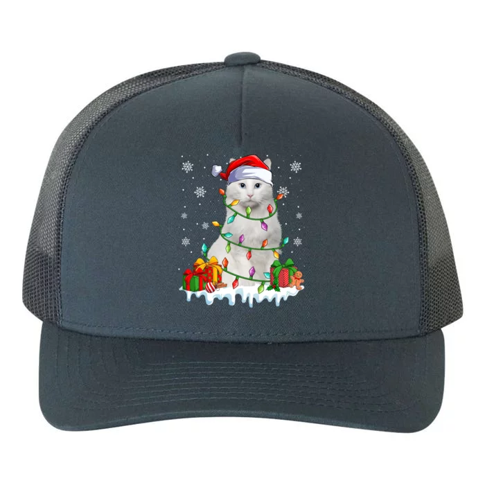 Turkish Angora Cat Xmas Light Christmas Kitten Lover Cool Gift Yupoong Adult 5-Panel Trucker Hat