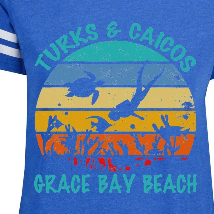 Turks And Caicos Islands West Indies Grace Bay Beach Enza Ladies Jersey Football T-Shirt