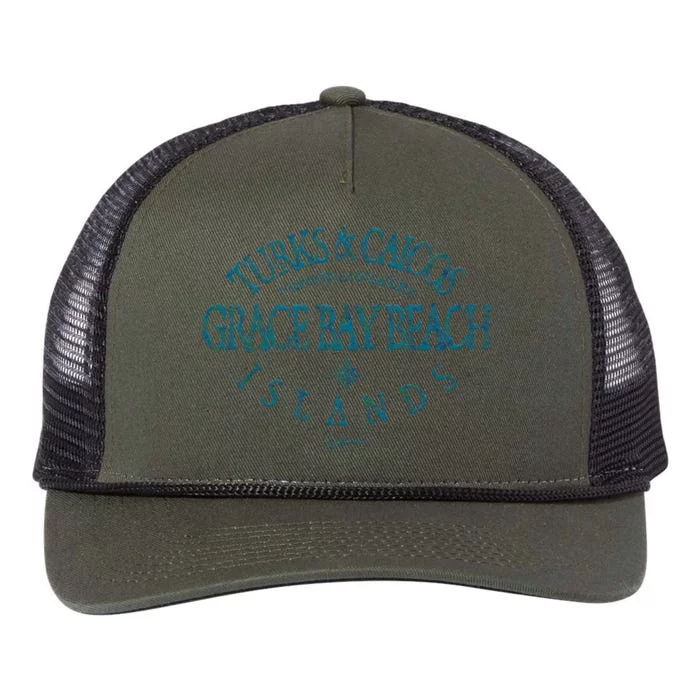 Turks And Caicos Islands Grace Bay Beach Gift Retro Rope Trucker Hat Cap