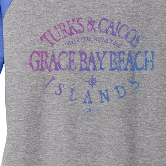 Turks And Caicos Islands Grace Bay Beach Gift Women's Tri-Blend 3/4-Sleeve Raglan Shirt