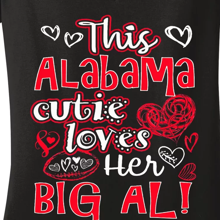 This Alabama Cutie Loves Her Big Al! Fun Football Women's V-Neck T-Shirt