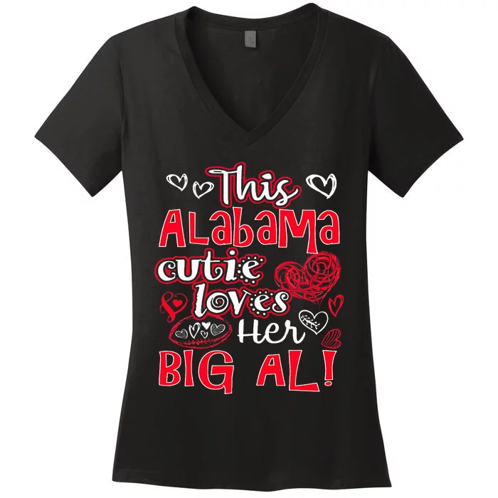 This Alabama Cutie Loves Her Big Al! Fun Football Women's V-Neck T-Shirt