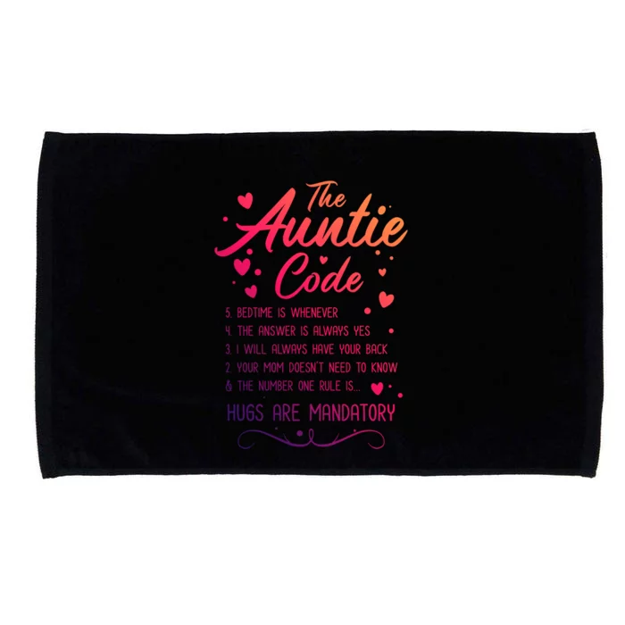 The Auntie Code Best Aunt Sister Niece Nephew Funny Gift Microfiber Hand Towel