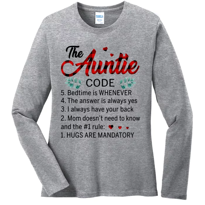 The Auntie Code Hugs Are Datory Gift Ladies Long Sleeve Shirt