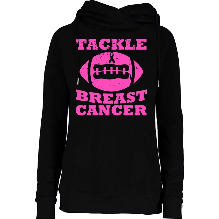 Tackle Breast Cancer Womens Funnel Neck Pullover Hood