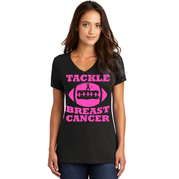 Tackle Breast Cancer Women's V-Neck T-Shirt