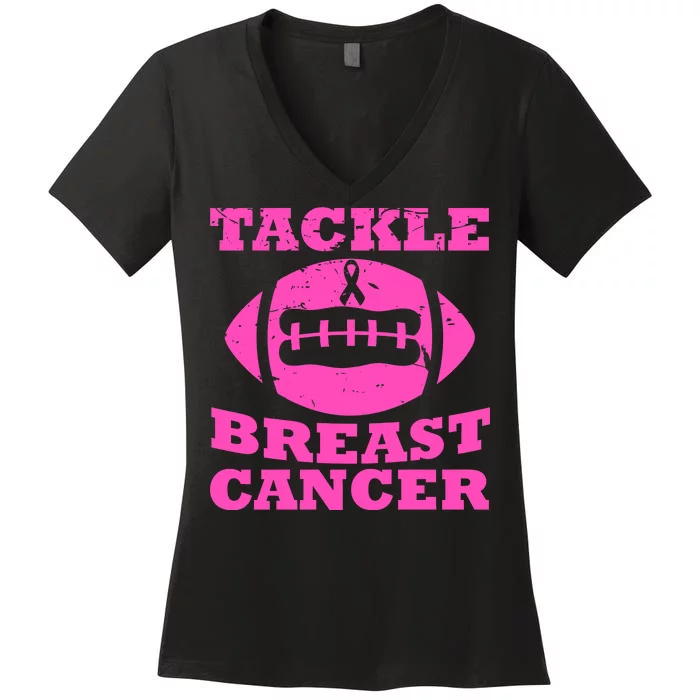 Tackle Breast Cancer Women's V-Neck T-Shirt