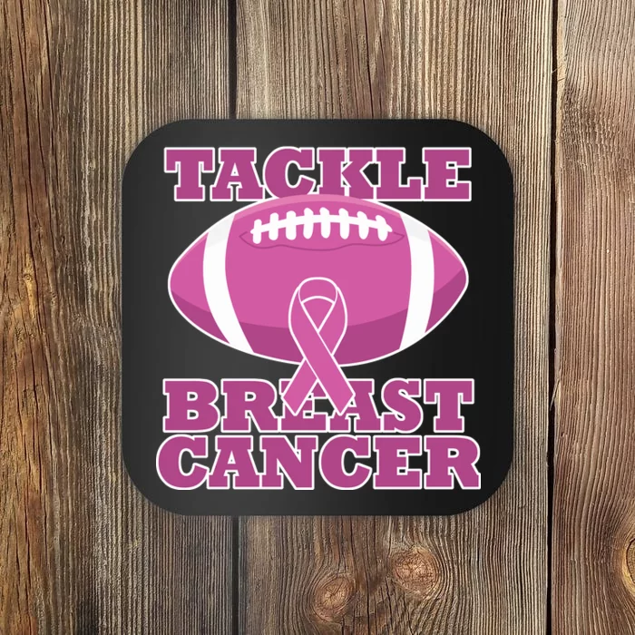 Tackle Breast Cancer Awareness Football Coaster