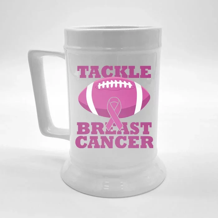 Tackle Breast Cancer Awareness Football Front & Back Beer Stein