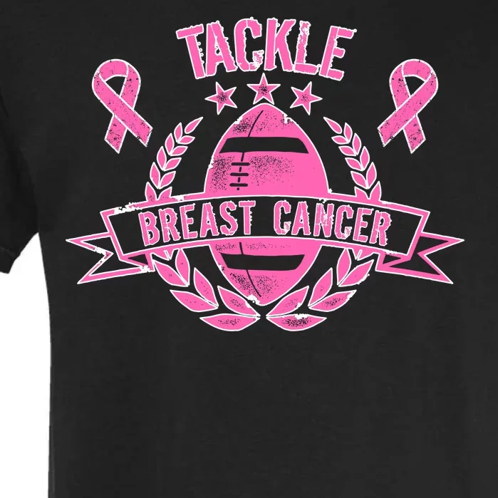 Tackle Breast Cancer Football Pink Ribbon Garment-Dyed Heavyweight T-Shirt