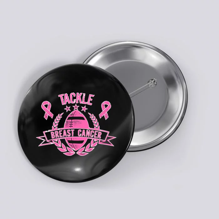 Tackle Breast Cancer Football Pink Ribbon Button