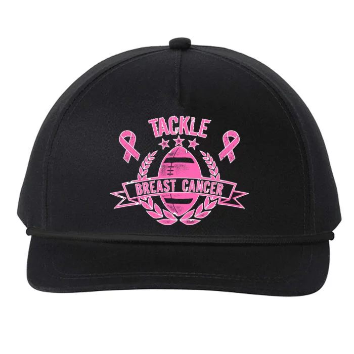 Tackle Breast Cancer Football Pink Ribbon Snapback Five-Panel Rope Hat