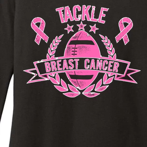 Tackle Breast Cancer Football Pink Ribbon Womens CVC Long Sleeve Shirt