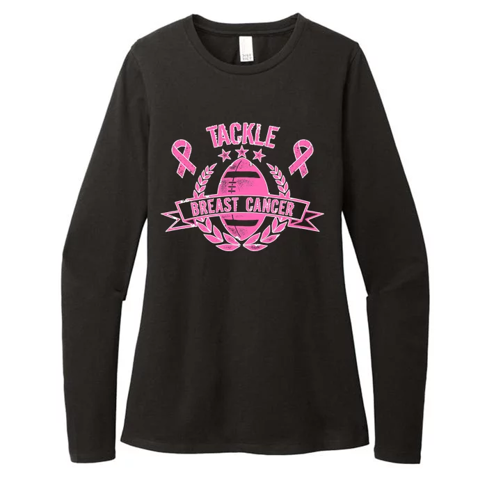 Tackle Breast Cancer Football Pink Ribbon Womens CVC Long Sleeve Shirt