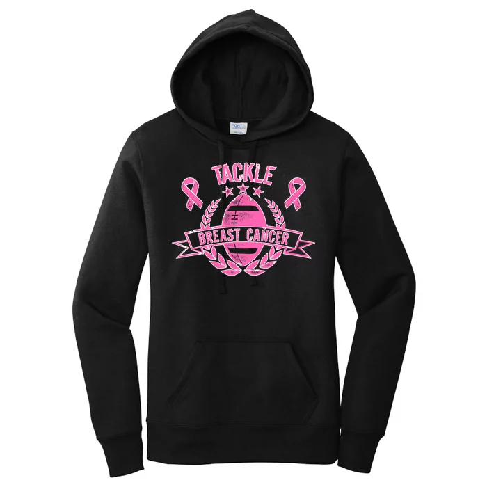 Tackle Breast Cancer Football Pink Ribbon Women's Pullover Hoodie