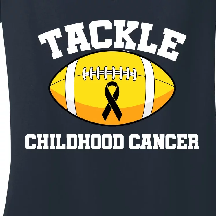 Tackle Childhood Cancer Football Logo Women's V-Neck T-Shirt