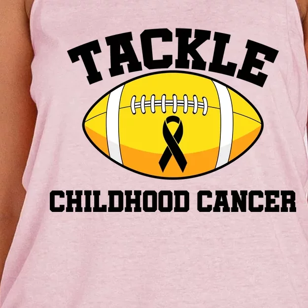 Tackle Childhood Cancer Football Logo Women's Knotted Racerback Tank