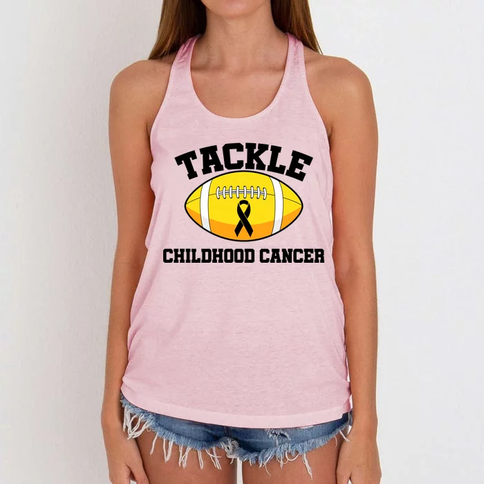 Tackle Childhood Cancer Football Logo Women's Knotted Racerback Tank