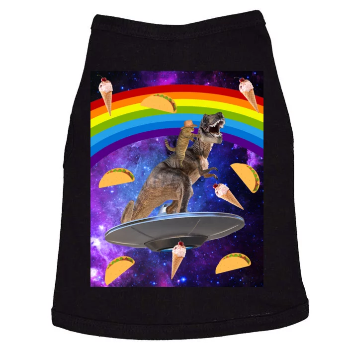 Taco Kitty Riding T-Rex Rainbow Space Cat Doggie Tank