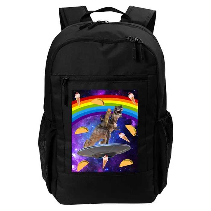 Taco Kitty Riding T-Rex Rainbow Space Cat Daily Commute Backpack