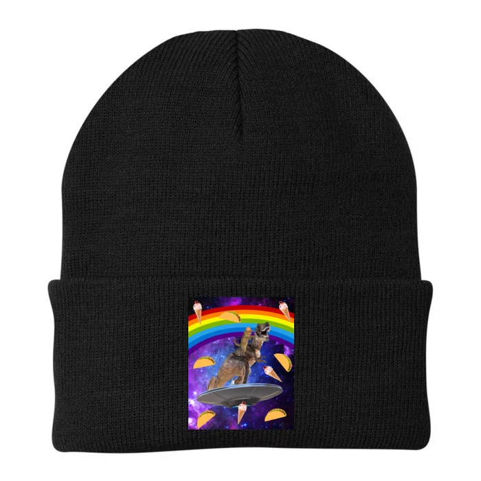 Taco Kitty Riding T-Rex Rainbow Space Cat Knit Cap Winter Beanie