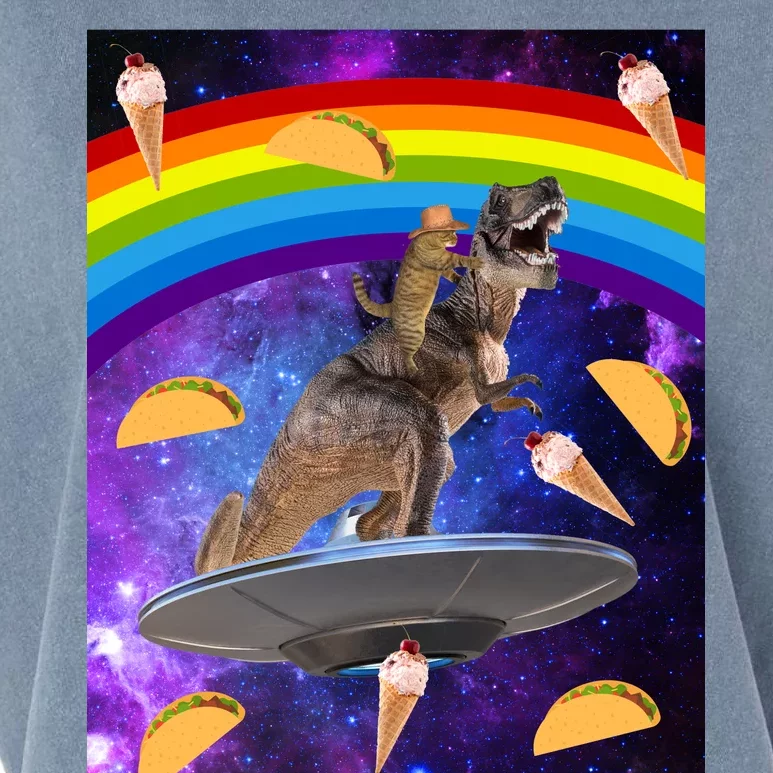 Taco Kitty Riding T-Rex Rainbow Space Cat Garment-Dyed Women's Muscle Tee